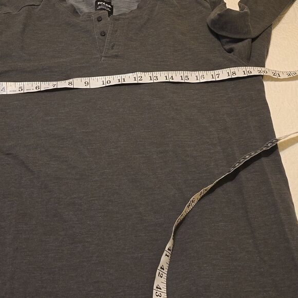 PRANA RONNIE HENLEY II MEN'S LARGE THREE BUTTON LONG SLEEVE ORGANIC COTTON BLEND - Picture 4 of 6